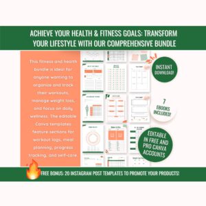 DFY Digital Products eBook Bundle with PLR & MRR – Fitness & Health Canva Templates Ready to Resell