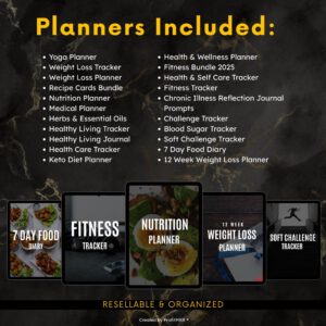 20+ Fitness Planners Bundle with PLR & MRR – Canva Editable Resell Rights Package